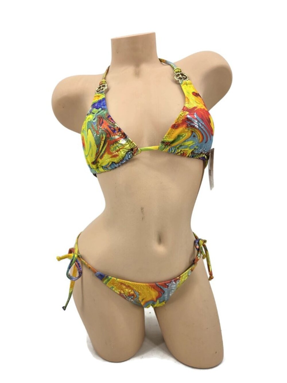 New Laguna Beach Jean Co Bikini Womens S Swimsuit Metallic Halter Triangle Y2K